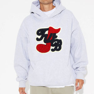 Personalizado mezcla de algodón peso pesado Chenille bordado Logo Streetwear polar parche Chenille bordado sudaderas con capucha para hombres - Product Image 6