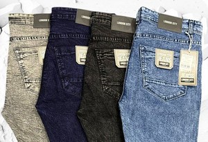 Nouveau style de jeans en denim tissé teint en fil pour hommes, coupe slim, multicolores, lavés, en coton extensible, pantalons décontractés - Product Image 3