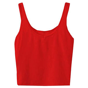 Camisa de punto acanalado informal sin mangas para mujer, camiseta sin mangas corta básica, Top corto deportivo de Yoga de alta calidad, Fitness XXL, OEM personalizado - Product Image 1