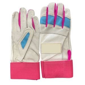 Gants de frappeur blancs avec design de manchette longue noire pour le soutien du poignet Gants de frappeur de baseball en cuir antidérapants durables - Product Image 5