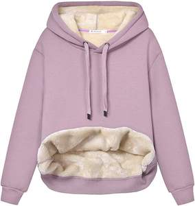 Womens Casual Winter Warm Fleece <b>Sherpa</b> <b>Lined</b> Pullover Hooded embroidery <b>hoodies</b> women Sweatshirt washed clothing - Product Image 2