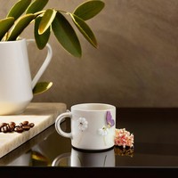 Taza de Café de Cerámica Clásica Hecha a Mano por Kraft World - 300 ml (10 oz) Diseño de Mariposa y Margarita, Apta para Microondas y Lavavajillas, Reutilizable, para Espresso