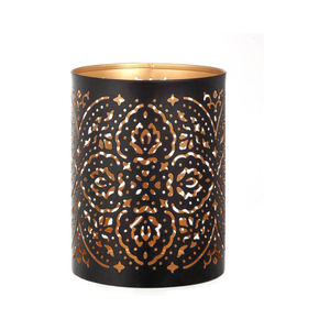 Candelabro cilíndrico de hierro redondo para fiestas y bodas, conjunto de soporte de diseño de corte hecho a mano, color negro - Product Image 2