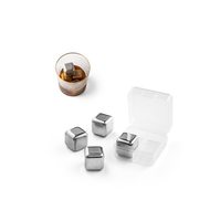 Glaçons réutilisables en acier inoxydable Refroidisseur de whisky 4 pièces Rack réutilisable 304 glaçons en acier inoxydable Prix bas