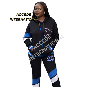 High Quality 100% Cotton Fleece Solid Regular Fit Tracksuit Zeta Phi Beta Shield Sweat Suit Casual Streetwear Eco-Friendly <b>Set</b> - Product Image 3