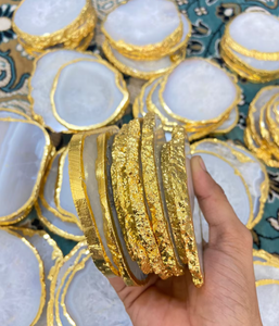 Sous-verres en Agate blanche Offre Spéciale naturelle de meilleure qualité avec pierre argentée ou dorée sous-verres à Quartz - Product Image 5