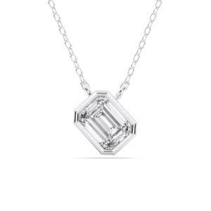 Colgante solitario con forma de bisel de diamante moissanita de 0,75 quilates con corte esmeralda de quilates hecho en oro sólido de 10K/14K/18K para ella - Product Image 3