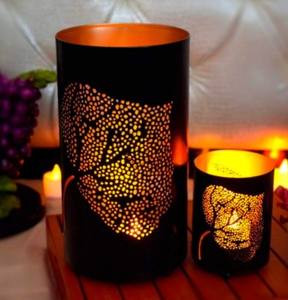 Moderno Metal floral estampado Navidad votivo titular elegante decoración del hogar Pilar titular - Product Image 1