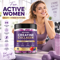 Gummies de créatine et de collagène OEM avec créatine monohydrate, peptides de collagène hydrolysés, complément nutritionnel sportif pour femmes
