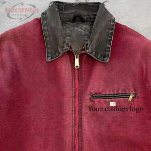 เสื้อแจ็คเก็ตผ้าแคนวาส 14 ออนซ์ แบบวินเทจฟอกสี ทำสีซีดแบบดิสเทรส สำหรับช่างซ่อม ช่างไม้ งานช่าง งานบ้าน ผู้ชาย - Product Image 3