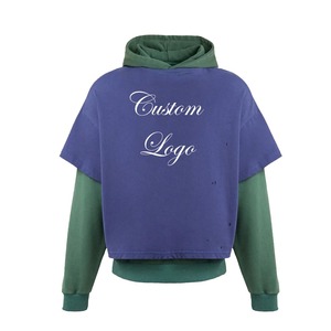 Pull en molleton de coton Boxy double couche personnalisé Y2K pour hommes sweat à capuche Streetwear à épaules tombantes pour l'hiver - Product Image 4