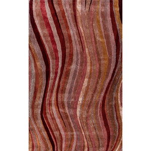 Alfombra Acar Tra-14836 de Lana y Viscosa Hecha a Mano con Diseño de Rayas Rojas y Naranjas para Decoración de Sala de Estar y Pasillo - Product Image 1