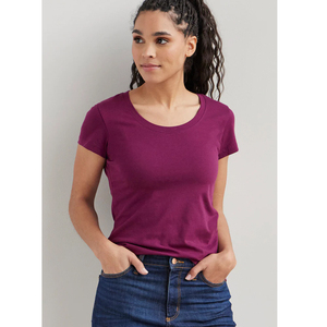 Camiseta relajada de cuello redondo de algodón orgánico 100% para mujer, camiseta de manga corta para mujer, camisetas con cuello redondo - Product Image 5