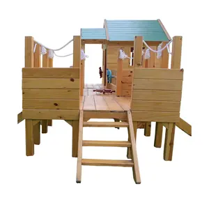 Montessori Wooden Baby Furniture Kid Activity Gym Climbing Frame Net Climbing Triangle Indoor Playground Slide Equipment