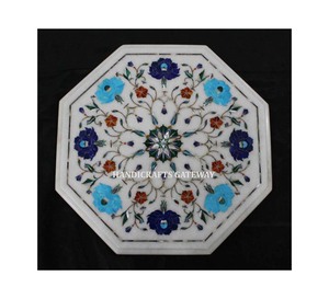 Nuevo apartamento, todo tipo, usos multiusos, producto con incrustaciones florales, trabajo con incrustaciones de mármol blanco hecho a mano, mesa de centro octogonal - Product Image 1
