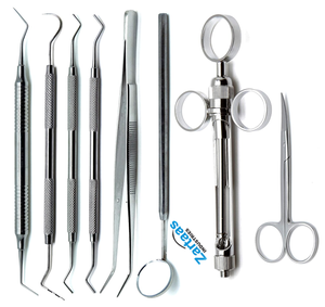 Bandeja de preparación de corona dental de alta calidad, juego de instrumentos de acero inoxidable de 8 instrumentos dentales, fabricante y exportador - Product Image 4