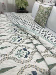 Diseñador étnico de alta calidad cosido a mano 90X108 "200GSM relleno de algodón bloque mágico bloque de mano impreso Reversible Jaipuri edredón - Product Image 2