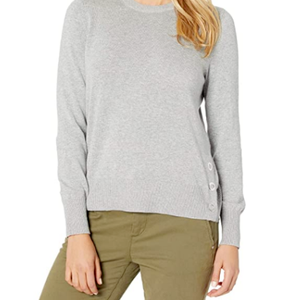Maglione da donna Michael Kors grigio XS con orlo a bottone, alta qualità, traspirante, casual ed elegante per autunno e inverno, con logo frontale - Product Image 3