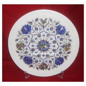 Plaque décorative d'incrustation florale de forme ronde en marbre blanc à utiliser pour le salon et la décoration intérieure pièces de table au meilleur prix bon marché - Product Image 1