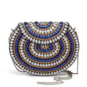 Luxury Handmade Velvet Fashion Stone Pattern Large Capacity Clutch for Women Evening Party Handbag India - Product Image 1