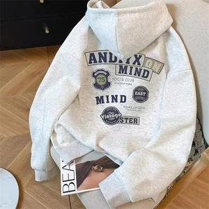 Nueva Sudadera con capucha con estampado gráfico para hombres, sudaderas con capucha de lana informal Vintage, ropa de calle de otoño para mujer, sudaderas con capucha sueltas - Product Image 1