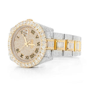 Reloj de Moda con Incrustaciones de Moissanita, Diseño Audaz con Diamantes VVS, Reloj de Cuarzo para Hombre con Esfera de Acero Inoxidable y Cristal Revestido - Product Image 2