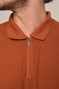 T-Shirt tricoté 100% coton de luxe pour hommes classique bleu crocheté solide à manches courtes quart Zip Golf pour Polo pour l'été décontracté - Product Image 2