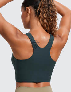 Débardeur tricoté décontracté tout-en-un pour femme, col rond, respirant, avec soutien-gorge intégré, effet lissant latéral, logo personnalisable, couleur unie - Product Image 4