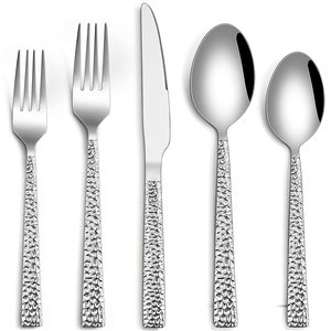 Fourniture directe d'usine de qualité supérieure en acier inoxydable personnalisé dîner couverts outils argentés gravés couverts ensembles ustensiles creux - Product Image 1