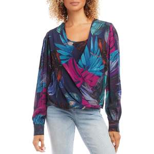 Top drappeggiato Karen Kane con chiffon stampato multicolore - Product Image 1