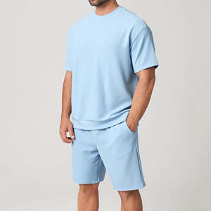 Camiseta de gran tamaño personalizada para hombre, conjunto de pantalones cortos, 100% de algodón orgánico, Camiseta deportiva de verano de alta calidad para hombre y pantalones cortos, chándal - Product Image 2