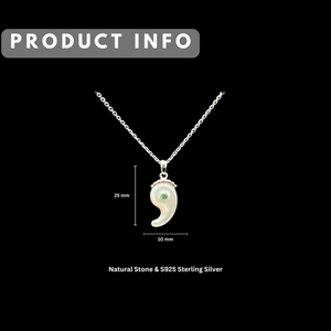 Pendentif Yin Magatama en argent 925 |   Nacre blanche naturelle et Tsavorite |   Bijoux personnalisés OEM |   Quantité minimum de commande : 1 pièce - Product Image 2