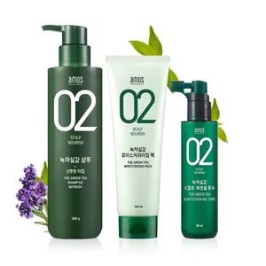 Korean Hair Salon Brand Gentle Anti-Thinning and Anti- Hair Loss Amos Professional The Green Tea Enhancing Shampoo Mild 500g