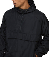 Vestes à capuche à demi-zip unies noires personnalisées de haute qualité, coupe-vent d'automne et d'hiver unisexe avec broderie sur le devant et imperméable