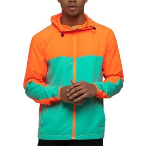Coupe-vent d'extérieur personnalisé pour hommes avec veste à fermeture éclair pour hommes, matériau personnalisé de couleur bloc respirant de couleur unie High Street - Product Image 1