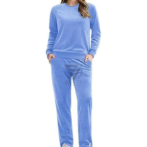 Conjunto de punto de gofres para mujer, ropa de mujer con logotipo de goma, conjunto de 2 uds, chaqueta, chándales, conjunto de Jogger de algodón, ropa de salón, chándal para mujer - Product Image 6