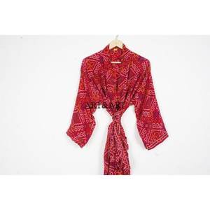 Premium Quality Handmade Long Silk Sari Vintage Patchwork Kimono Bridesmaid Robes Free Size Women's Summer Nightwear Soft - Product Image 2