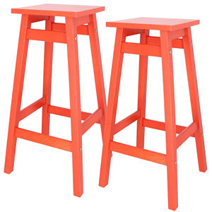 Well Home 'Laira' Set di 2 Sgabelli da Bar 70cm in Legno di Pino Corallo Eleganti e Raffinati - Product Image 1