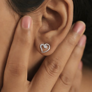 Aretes Pequeños de Oro Sólido de 14K al por Mayor, con Diseño de Corazón Abierto y Diamantes Cultivados en Laboratorio, para Uso Diario y Fiestas, Regalo para Novia - Product Image 5