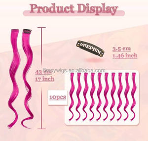Extensions de cheveux colorés Faits saillants de la fête <span class=keywords><strong>Clip</strong></span> coloré dans les extensions de cheveux Postiches synthétiques bouclés ondulés pour la fête des femmes - Product Image 2