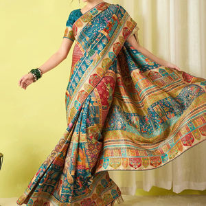 Sari en viscose pure MASTANI-123, imprimé élégant, doux et fluide, vêtement ethnique - Product Image 1