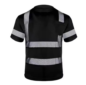 T-shirt de travail haute visibilité à rayures réfléchissantes, manches courtes, col rond, uniforme de signalisation pour la construction, polyester, ODM - Product Image 2