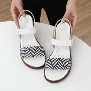 [JSHOE] Sandalias de Plataforma de Cuero Vacuno para Mujer, Tacón de Cuña de 6 cm, Correa con Cierre de Velcro, Zapatos Casuales Cómodos - Product Image 5