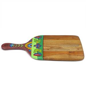 Hand Painted Acacia Wood Chopping Board with Handle for <b>Fruit</b> & <b>Vegetable</b> Preparation - Product Image 6