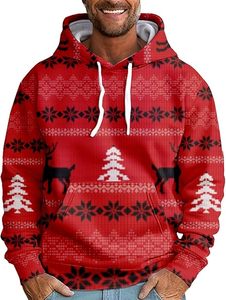 Sudadera con Capucha Navideña para Hombre, Tallas Grandes, de Algodón Jersey Ligero, con Diseño Gráfico Feo de Navidad y Bolsillo, Estilo Casual - Product Image 3