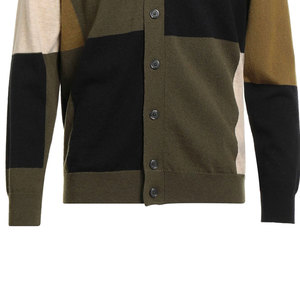 Cárdigans de punto con diseño de bloque de color personalizado para hombre, cárdigans de tendencia superior para ropa informal de invierno para hombre - Product Image 5