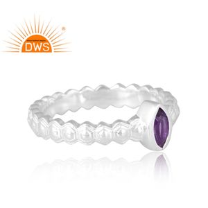 แหวนพลอยอเมทิสต์ธรรมชาติเงินสเตอร์ลิงออกแบบได้ตามต้องการสำหรับผู้หญิงของขวัญสำหรับผู้หญิง - Product Image 4