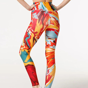 Leggings de yoga pour femmes à taille haute et longueur cheville, fermeture élastique à la taille, extensible dans les quatre sens, respirant, motif uni pour la course à pied - Product Image 4