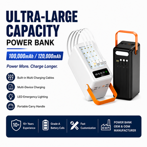 100000mAh High Capacity <strong>Power</strong> <strong>Bank</strong> <strong>for</strong> Big <strong>Camp</strong> Use 22.5W Fast Charge Double USB &amp; Type-C Output Micro USB Input LED Display - Product Image 2
