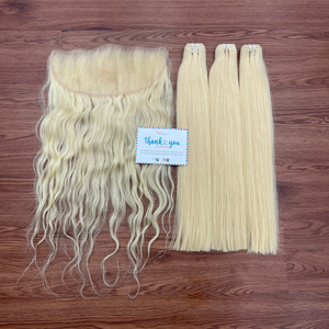 100% Extensiones de cabello crudo de trama de rizo recto natural de alta calidad Trama de doble estiramiento Cabello vietnamita color rubio Listo para enviar - Product Image 5